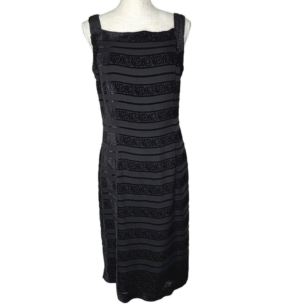 Coldwater Creek Velvet Burnout Little Black Dress Size 10